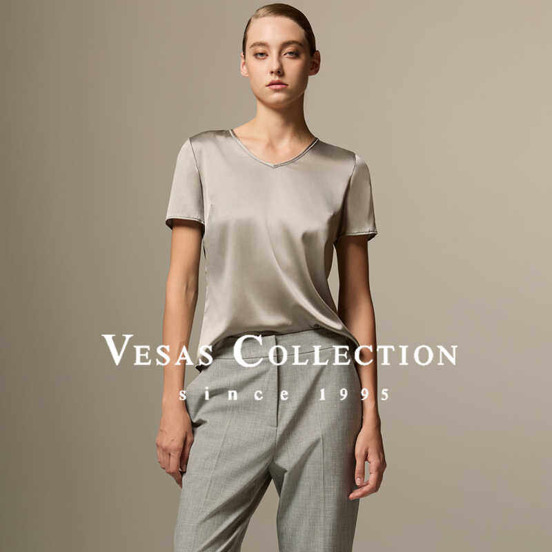 VesasB0990珍珠灰色领上衣