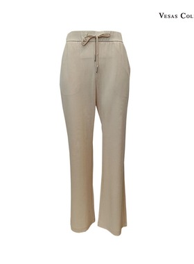 vesascolletion唯尚女装 烟灰色很美 高腰复古修身直筒西裤T1458