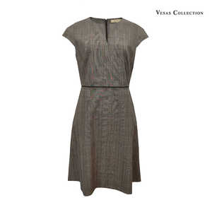 vesas collection D1095 威尔士格纹修身OL连衣裙