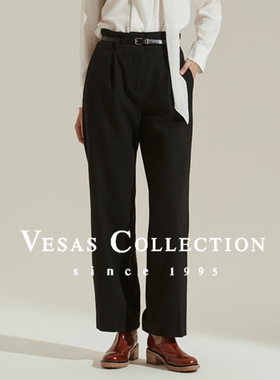 Vesas Collection微阔腿修身剪裁女士通勤长裤T1482