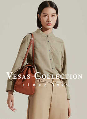 Vesas Collection B0953小领绿色条纹衬衫