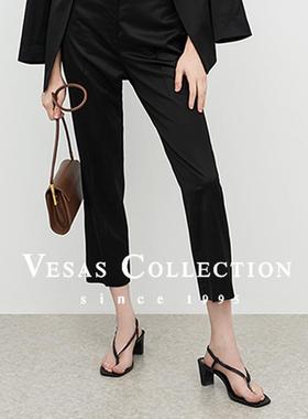 Vesas Collection T1412黑色光泽感通勤女裤（同款J1046）