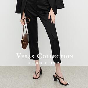Vesas Collection T1412黑色光泽感通勤女裤（同款J1046）