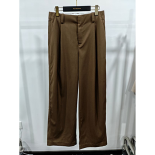 复古摩卡棕 裤 高腰复古修身 工装 直筒休闲裤 唯尚女装