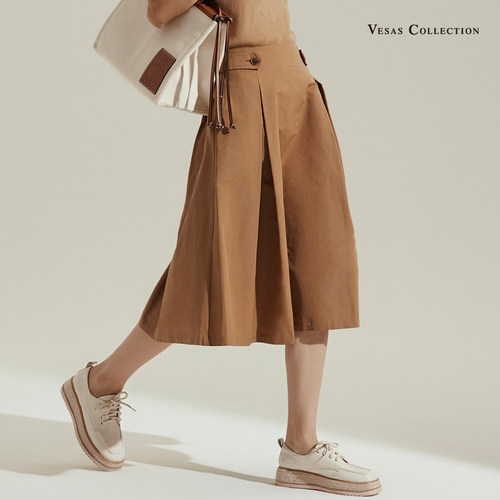 vesas collection唯尚女装专柜正品半身裙设计感小黑咖裙高腰直筒