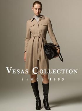 Vesas Collection D1343 驼色秋冬长袖连衣裙