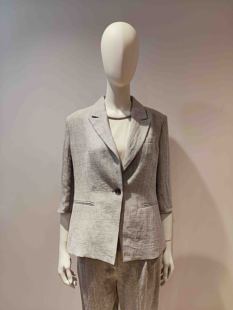 灰色麻感七分袖 J0978 一粒扣上衣 collection vesas