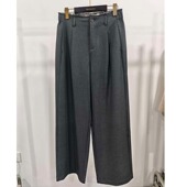 唯尚女装 高腰复古修身 烟灰色很美 休闲裤 裤 直筒 子