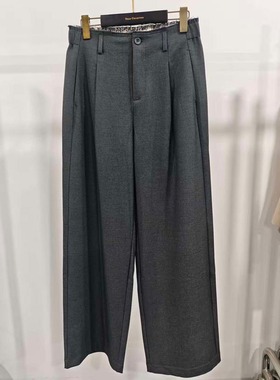 唯尚女装裤子 烟灰色很美  高腰复古修身直筒 休闲裤