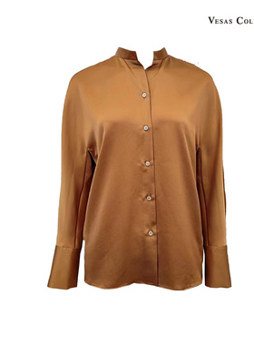 vesas collection 唯尚女装专柜正品衬衫 马尔代桔色法试长袖衬衫