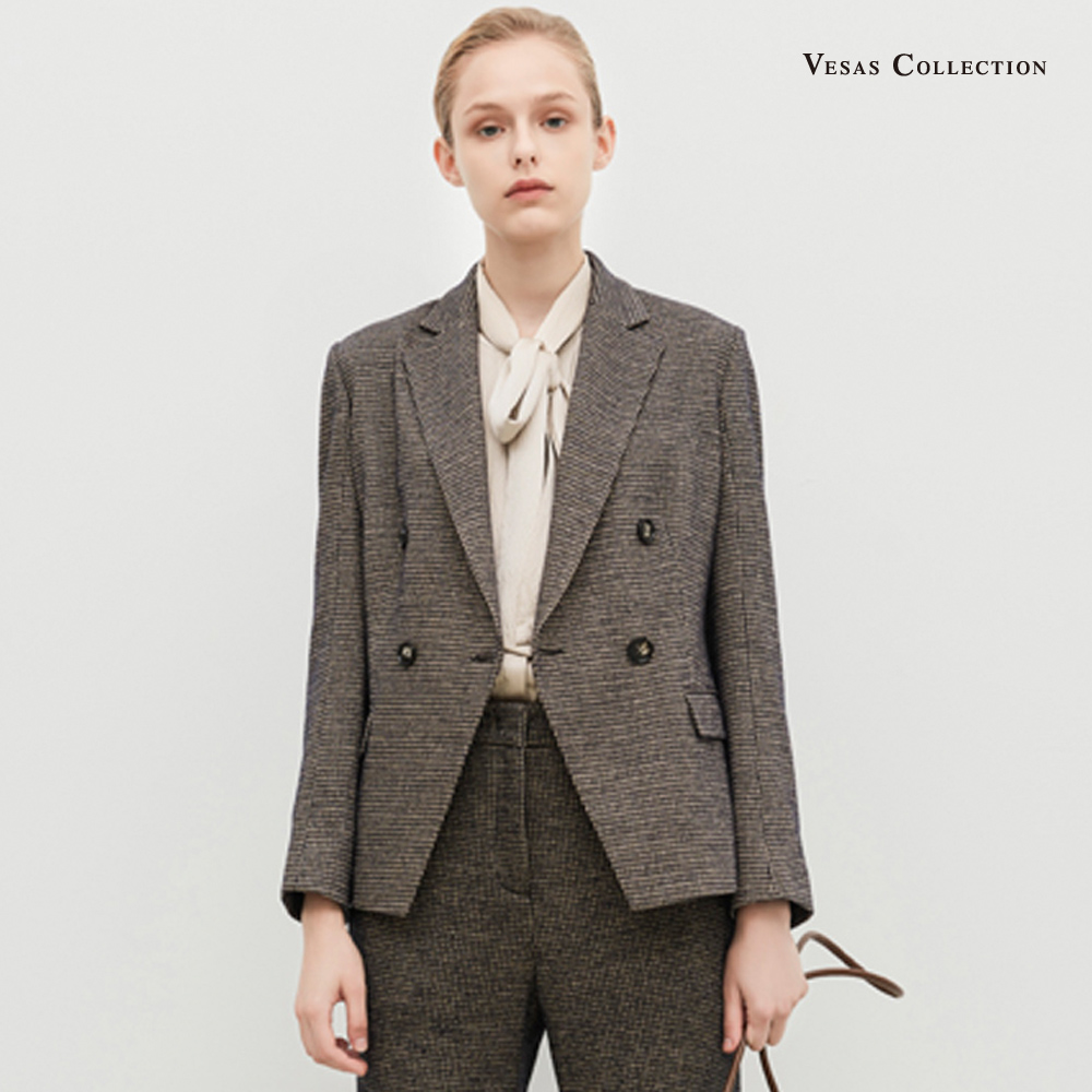 vesas collection 唯尚女装专柜正西服外套 棕色立体剪裁羊毛西装