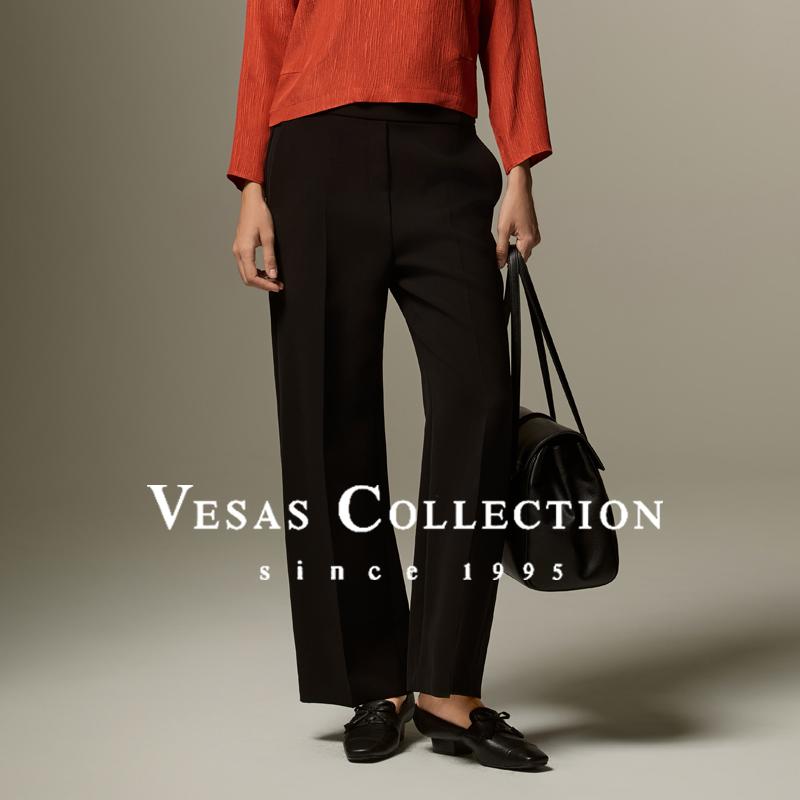 Vesas Collection T1482黑色直筒百搭长裤