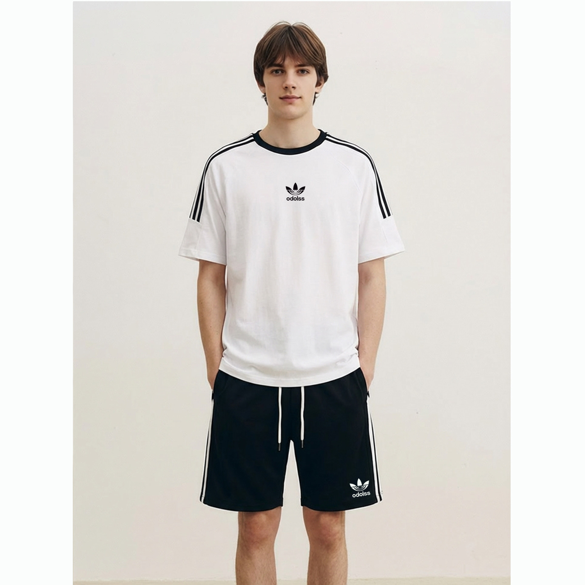 官方正品奥莱特卖夏季美式三杠短袖短裤休闲两件套运动宽松男套装,男装,休闲运动套装,淘宝优惠券,粉丝福利购,淘宝优惠卷