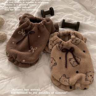 宠物衣服狗狗猫咪秋冬双面加绒保暖日韩家居服泰迪比熊睡衣蝴蝶结