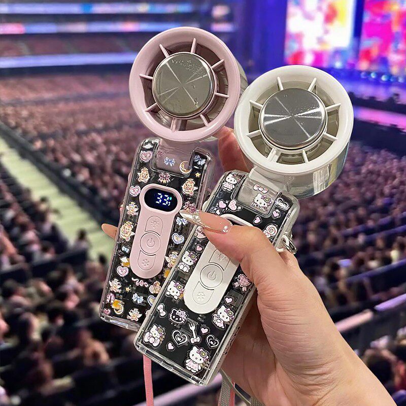 演唱会手持小风扇半导体制冷冰鼠风扇小型挂脖便携式冰敷风扇静音