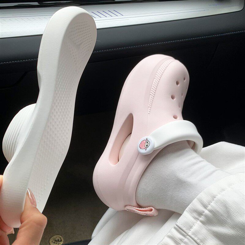 女夏EVA防滑防臭厚底增高洞洞鞋