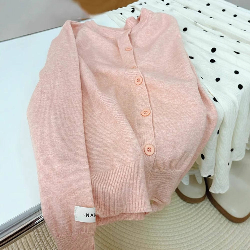 韩版简约单排扣长袖针织