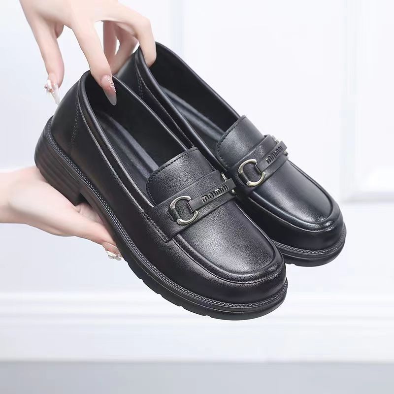 品牌特价真皮女鞋2025春秋新款平底不累脚舒适单鞋防滑乐福鞋