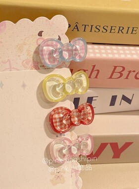 小号果冻蝴蝶结kt发夹鸭嘴夹少女心卡通猫咪糖果色百搭发夹头饰