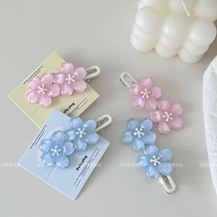 果冻樱花ins发夹少女春夏甜美边夹花朵发饰发卡学生刘海边夹批发