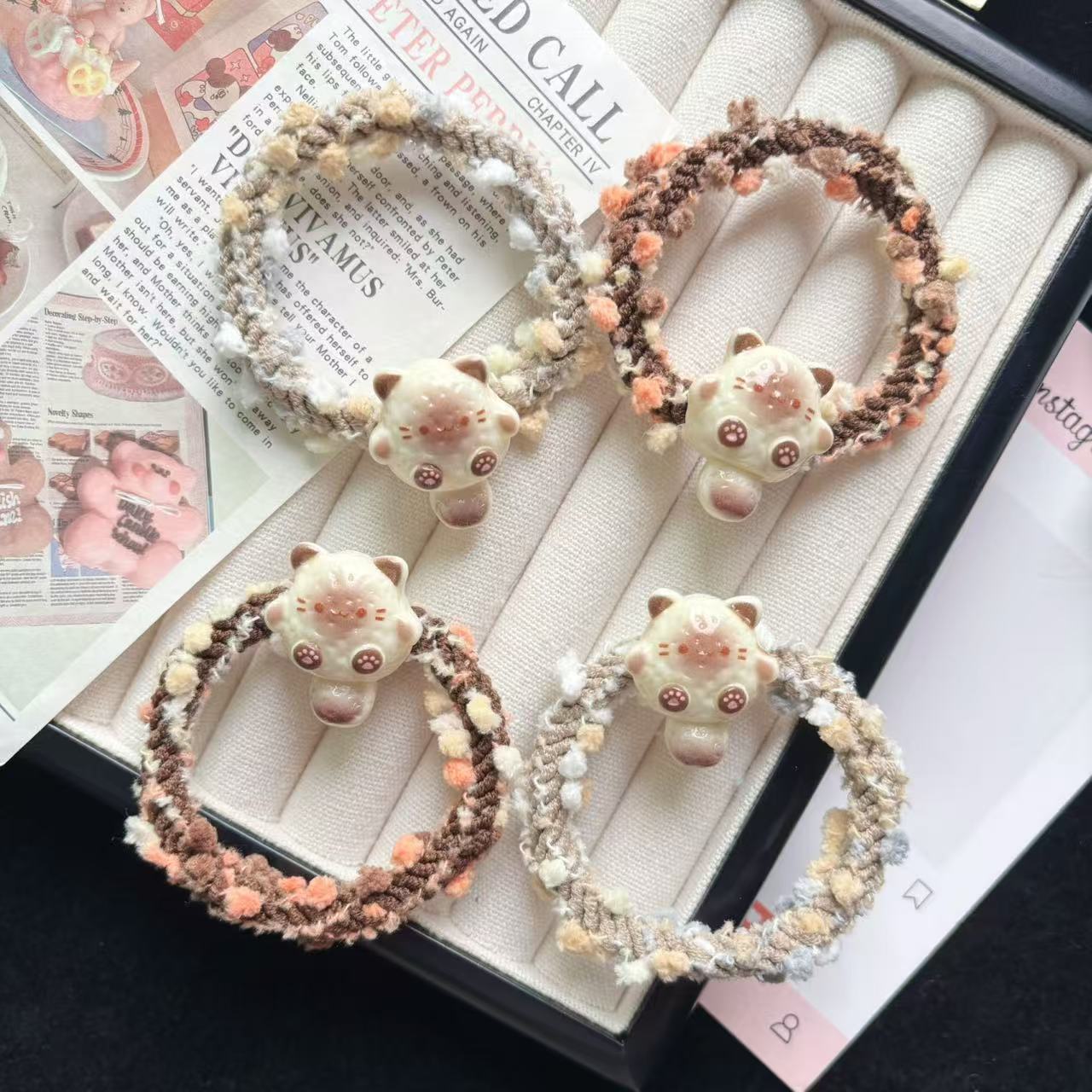 可爱少女暹罗猫发圈甜美软萌