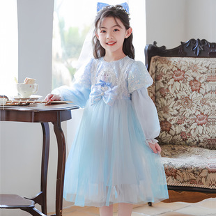 连衣裙冰雪奇缘蓬蓬4岁女孩发光灯带裙子 10岁女童公主裙春秋款