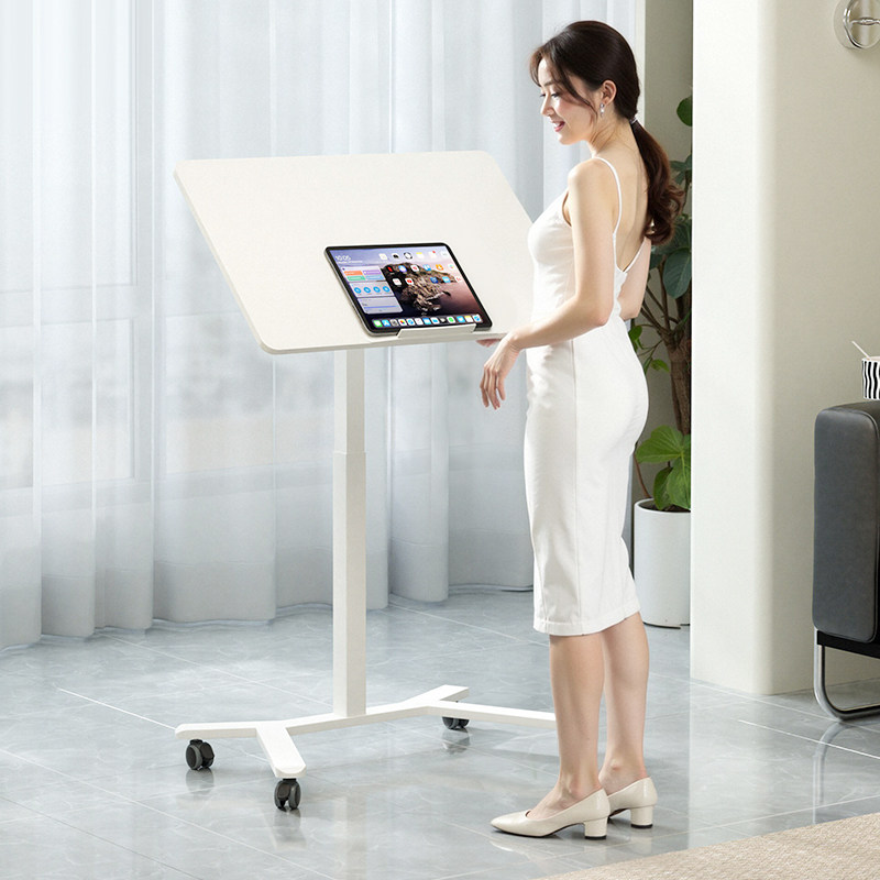 站立式办公桌可升降移动工作台电脑桌台式笔记本翻转桌面家用折叠