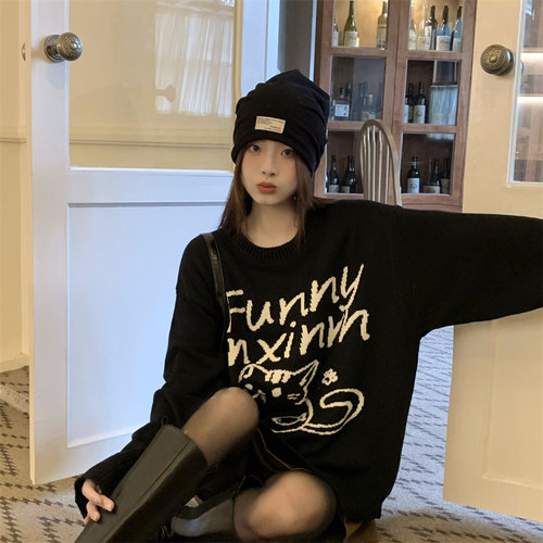 INXINRN毛衣针织圆领卡通打底衫