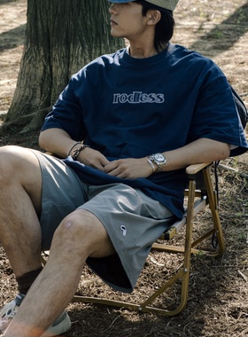 rodless 23夏季宽松重磅330g渐变刺绣短袖T恤刺绣百搭国潮牌情侣