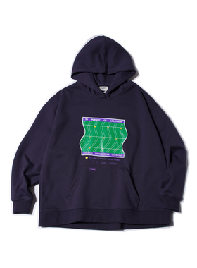 rodless重磅450g网球印花宽松情侣帽衫卫衣秋冬加厚纯棉落肩宽松