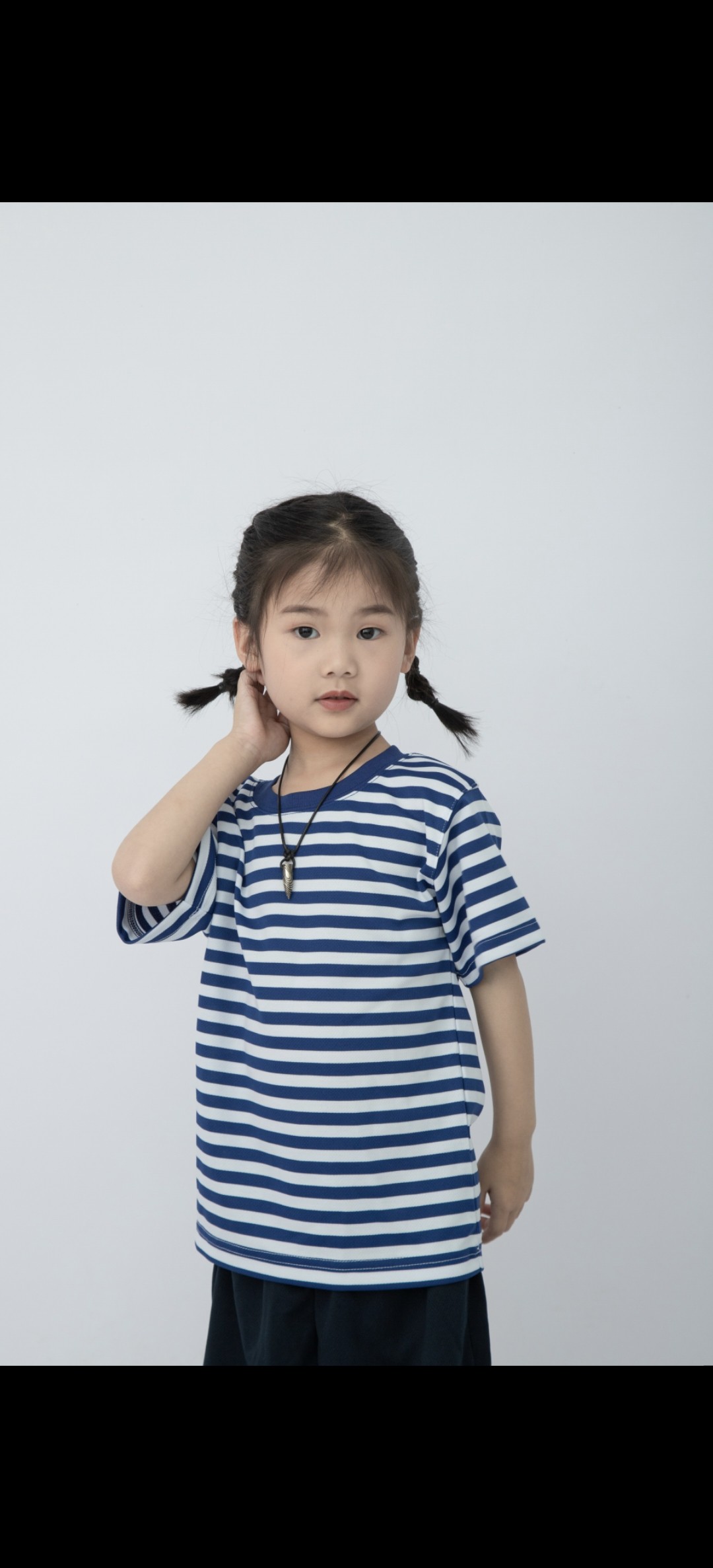 儿童体能训练服套装男女海蓝条纹衫运动T恤军训短袖