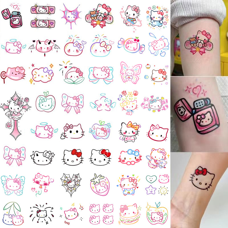 新款HelloKitty凯蒂猫拉布布可爱纹身贴防水ins风手臂贴纸可洗