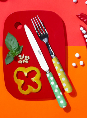 法国Sabre Paris波点牛排刀叉套装家用高级西餐餐具刀叉勺三件套