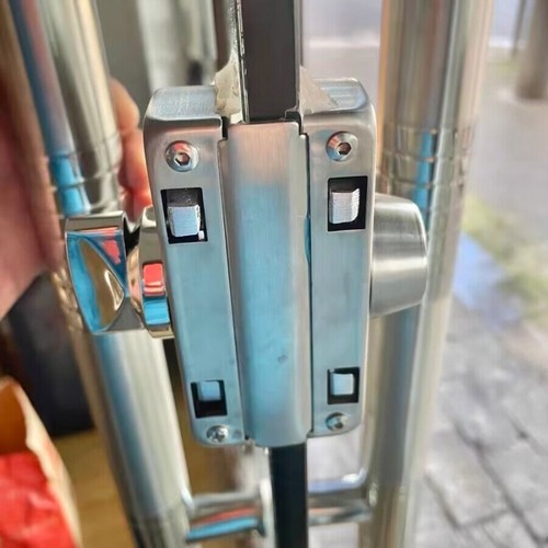 无框玻璃门地锁推拉门趟钩锁双门单开门锁商铺大门免开孔中央门.