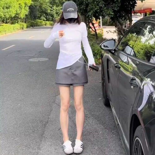 高腰a字显瘦休闲亚麻阔腿裤裙
