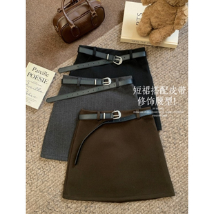 防走光包臀裙胖MM显瘦呢子短裙 新款 大码 复古咖色毛呢半身裙女春季