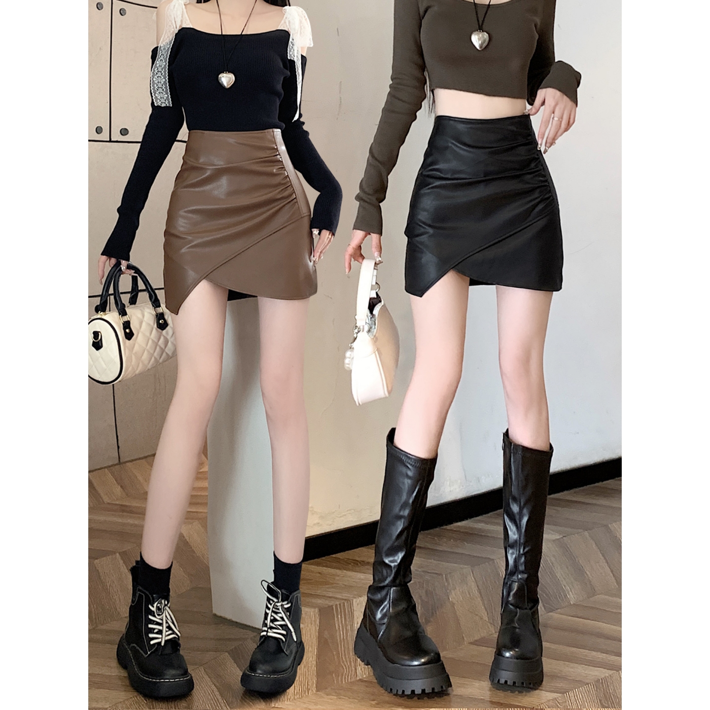 秋季流行爆款高腰显瘦包臀短裙子