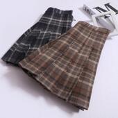 子半身裙女胖mm减龄百褶裙复古毛呢A字短裙 英伦风格 2026春季 新款