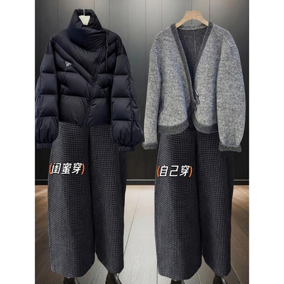 梨形身材小个子加厚九分阔腿裤