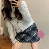 胖mm显瘦格纹裙裤 大码 复古格子毛呢半身裙女秋冬新款 a字包臀短裙