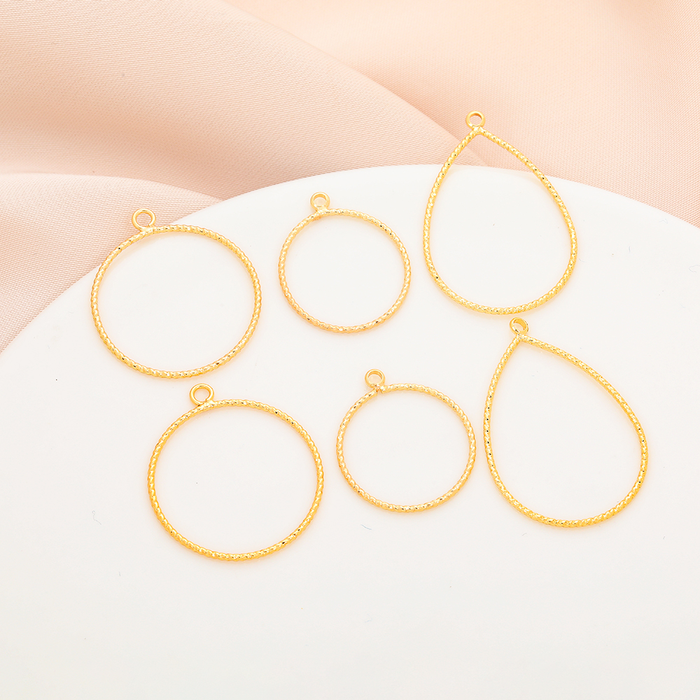 14K包金镀金螺纹水滴吊环圆环闭口圈diy手工饰品耳环耳饰流苏配件