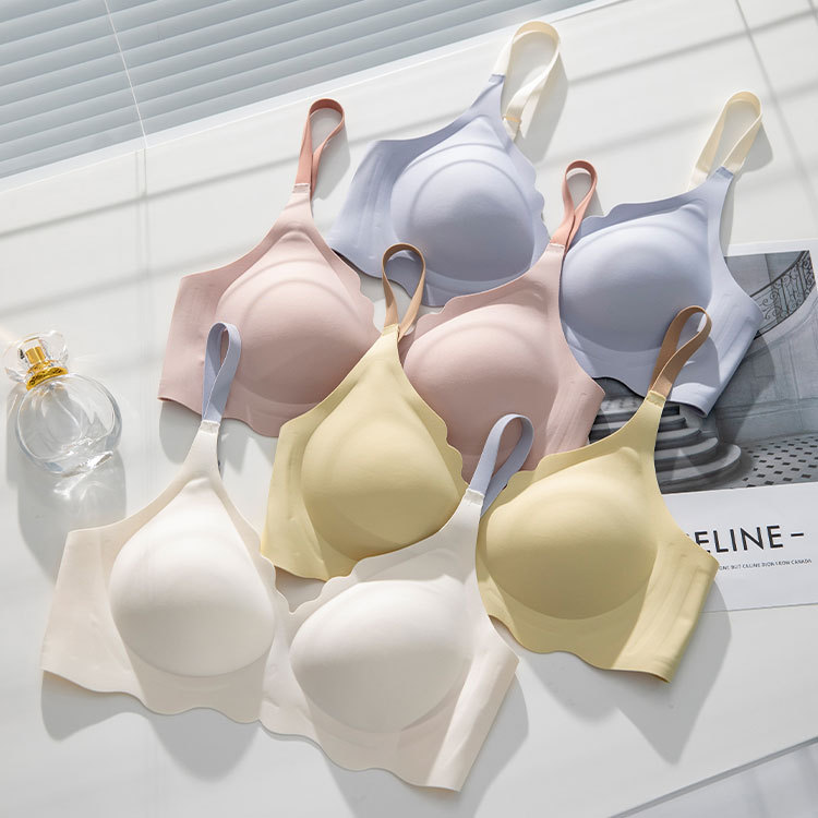 乳胶内衣巴赫圆舞曲无痕一片式小胸聚拢舒适波浪纹美背心排扣文胸