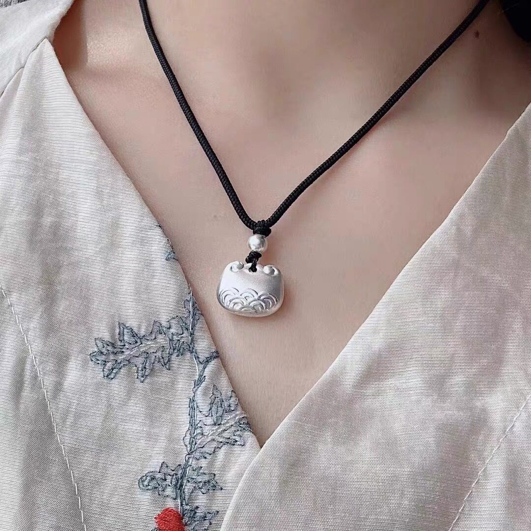 纯银999实心小胖福吊坠手