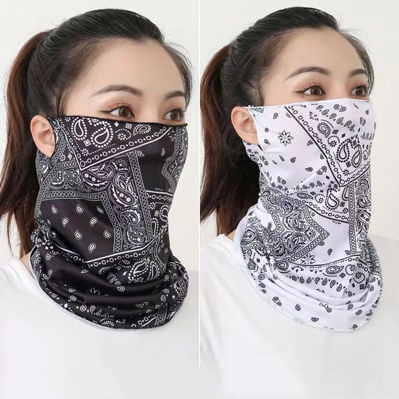 冰丝防晒面罩男女防紫外线挂耳护颈围脖夏季薄款透气骑行面纱遮脸