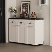 进门鞋 柜奶油风家用门口室内玄关柜一体靠墙实木门庭大容量储物柜