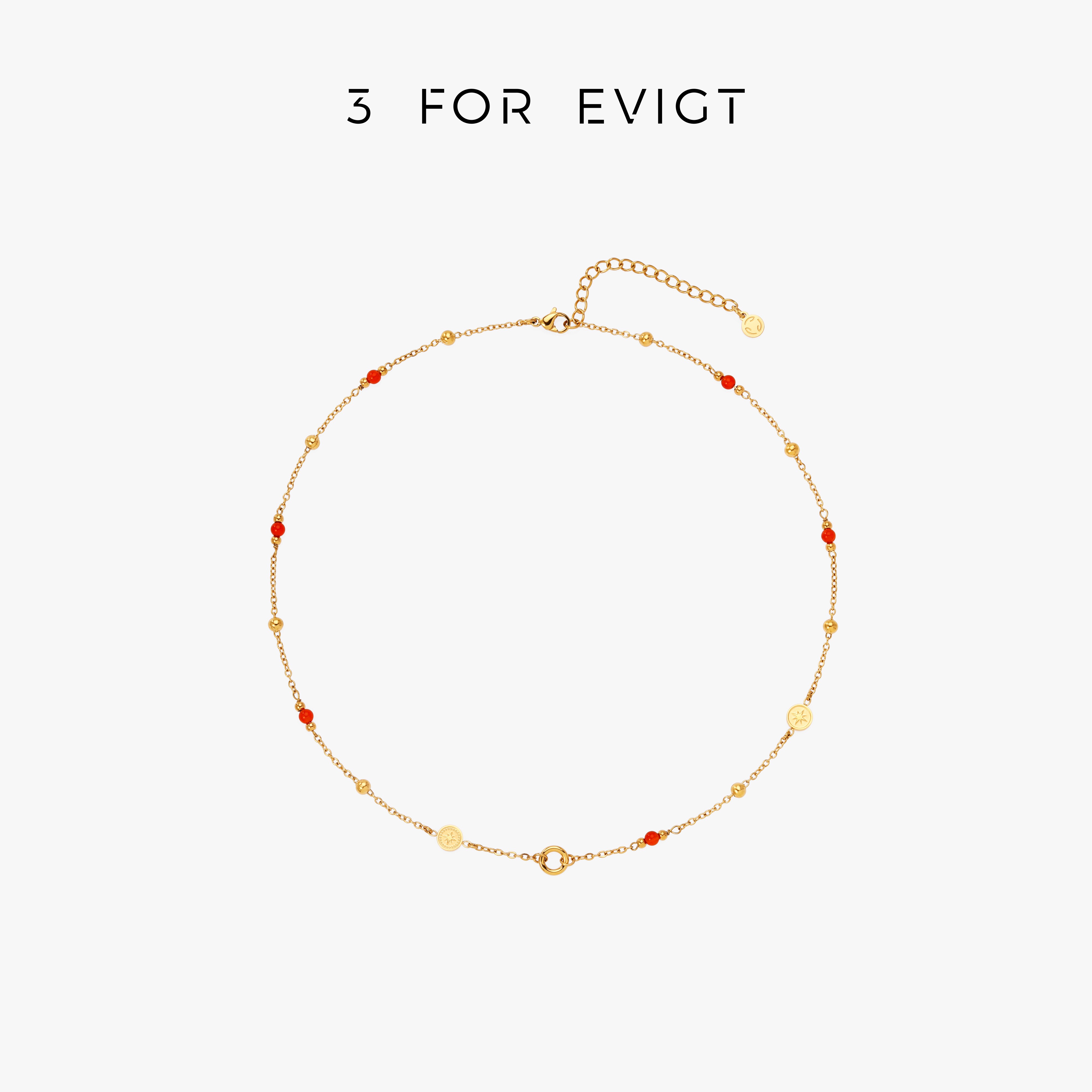 3 for evigt镀18K金星光系列星愿项链红玛瑙新年本命年新中式礼物