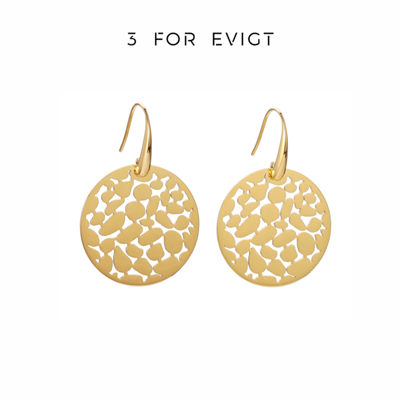 3 for evigt镀18K金日光系列耳环镂空植物倒影剪纸艺术度假风女式