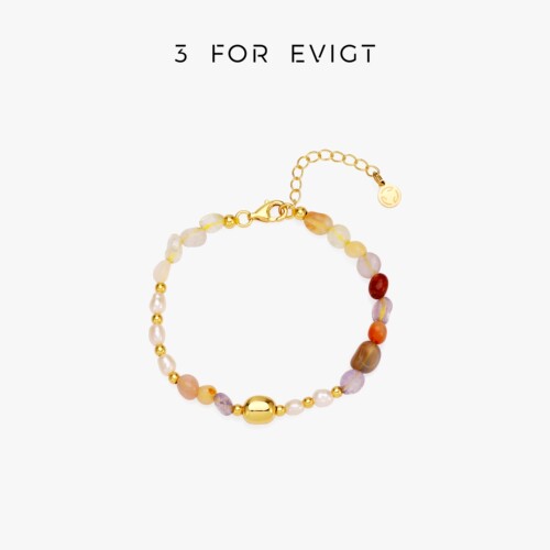3 for evigt925银粉海系列海夕手链新年红彩色串珠淡水珍珠新中式