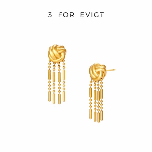 3 for evigt镀18K金结绳系列冰花结耳环复古绳结现代优雅流动线条