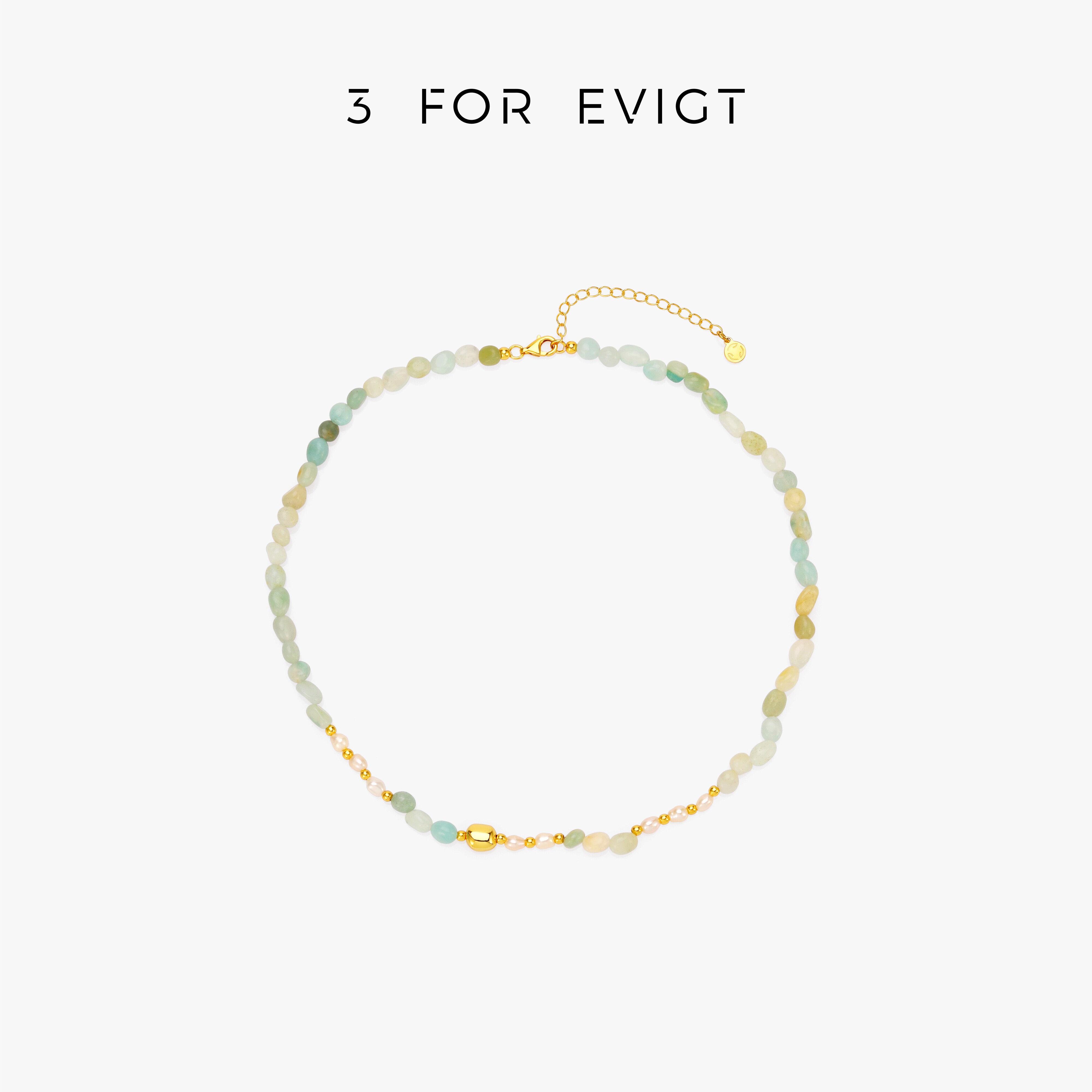 3 for evigt925银粉海系列海夕项链新年红彩色串珠淡水珍珠新中式